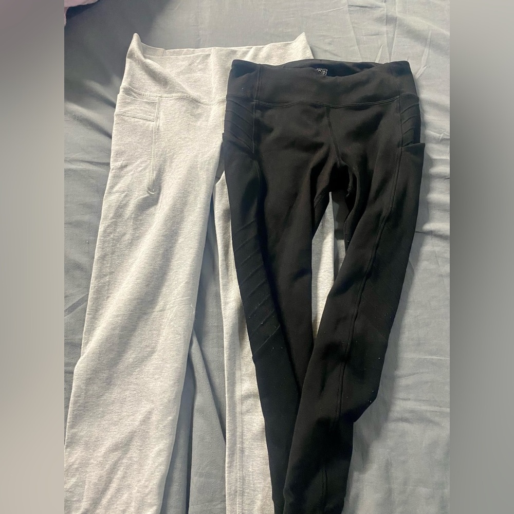 Athleta Girl Black and  Heather Gray Leggings high rise L/12